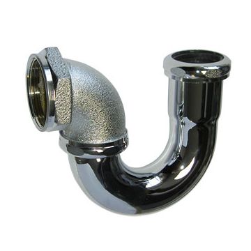 Haws 0005987000 1-1/2" IPS X 1-1/2" O.D. Satin Chrome-Plated Brass Trap with Fittings to Receive 1-1/4" O.D. Inlet