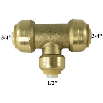 SharkBite U412LF Tee 3/4" X 3/4" X 1/2" - Lead Free
