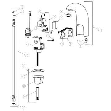 Chicago 116.102.21.1 Hytronic Contemporary Sensor Faucet Parts Breakdown