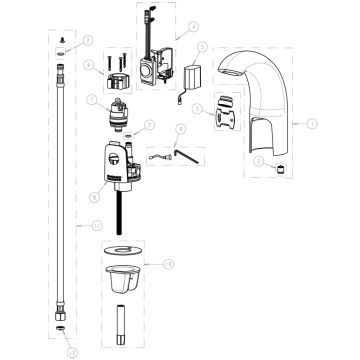 Chicago 116.102.AB.1 Hytronic Contemporary Sensor Faucet Parts Breakdown