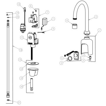 Chicago 116.103.21.1 Hytronic Gooseneck Sensor Faucet Parts Breakdown