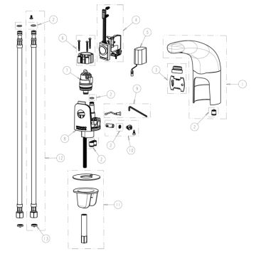 Chicago 116.111.AB.1 Hytronic Traditional Sensor Faucet Parts Breakdown