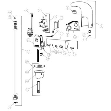 Chicago 116.121.21.1 Hytronic Traditional Sensor Faucet Parts Breakdown