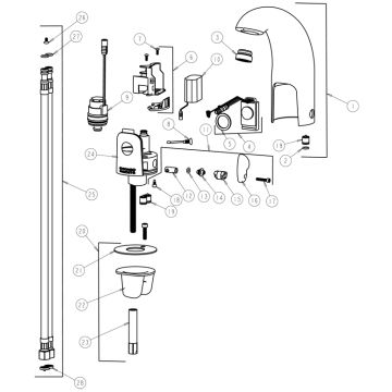 Chicago 116.122.21.1 Hytronic Contemporary Sensor Faucet Parts Breakdown