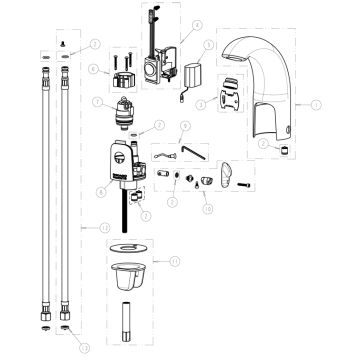 Chicago 116.122.AB.1 Hytronic Contemporary Sensor Faucet Parts Breakdown
