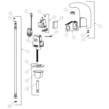 Chicago 116.201.21.1 Hytronic Traditional Sensor Faucet Parts Breakdown