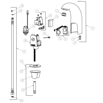 Chicago 116.202.21.1 Hytronic Contemporary Sensor Faucet Parts Breakdown