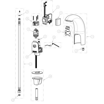 Chicago 116.202.AB.1 Hytronic Contemporary Sensor Faucet Parts Breakdown