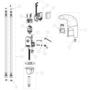 Chicago 116.211.AB.1 Hytronic Traditional Sensor Faucet Parts Breakdown