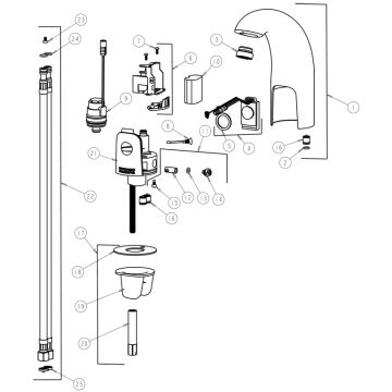 Chicago 116.212.21.1 Hytronic Traditional Sensor Faucet Parts Breakdown