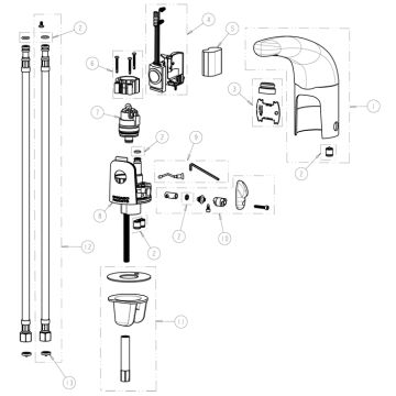 Chicago 116.221.AB.1 Hytronic Traditional Sensor Faucet Parts Breakdown