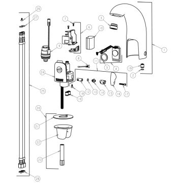 Chicago 116.222.21.1 Hytronic Contemporary Sensor Faucet Parts Breakdown