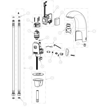 Chicago 116.222.AB.1 Hytronic Contemporary Sensor Faucet Parts Breakdown