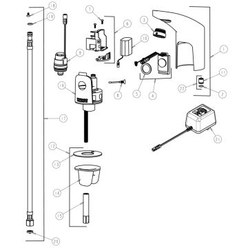 Chicago 116.306.21.1 Hytronic Electronic Faucet Parts Breakdown