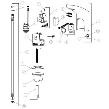 Chicago 116.405.21.1 Hytronic Electronic Faucet Parts Breakdown