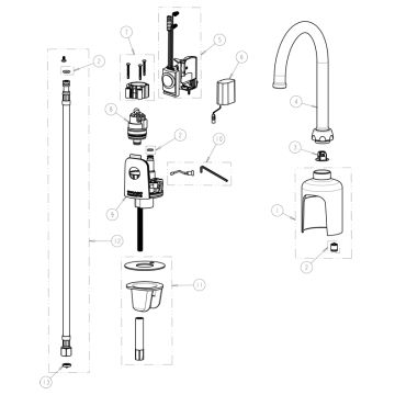 Chicago 116.427.AB.1 Hytronic Gooseneck Sensor Faucet Parts Breakdown