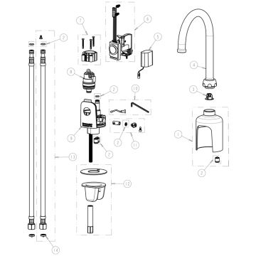 Chicago 116.428.AB.1 Hytronic Gooseneck Sensor Faucet Parts Breakdown