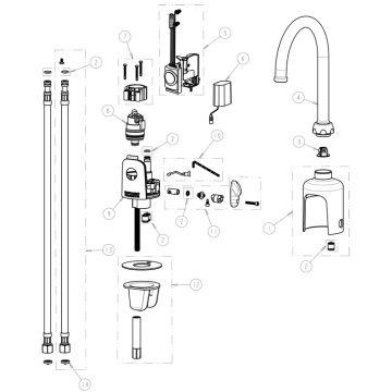 Chicago 116.429.AB.1 Hytronic Gooseneck Sensor Faucet Parts Breakdown
