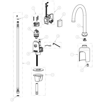 Chicago 116.430.AB.1 Hytronic Gooseneck Sensor Faucet Parts Breakdown