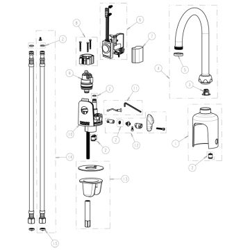Chicago 116.432.AB.1 Hytronic Gooseneck Sensor Faucet Parts Breakdown