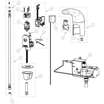Chicago 116.901.AB.1 Hytronic Traditional Sensor Faucet Parts Breakdown