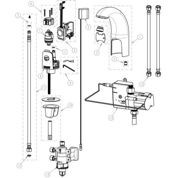 Chicago 116.922.AB.1 Hytronic Contemporary Sensor Faucet Parts Breakdown
