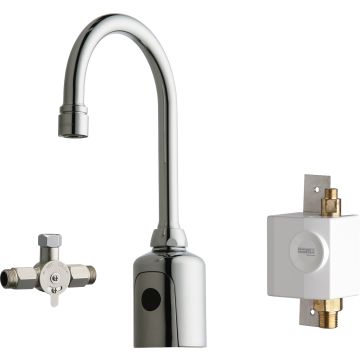 Chicago 116.963.AB.1 HyTronic Gooseneck Sink Faucet with Dual Beam Infrared Sensor
