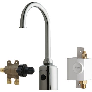 Chicago 116.975.AB.1 HyTronic Gooseneck Sink Faucet with Dual Beam Infrared Sensor