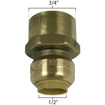 SharkBite U068LF Connector 1/2"SB X 3/4" FNPT - Lead Free