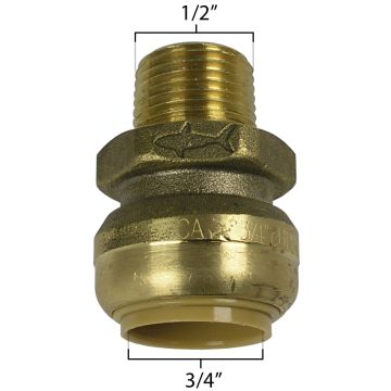 SharkBite U138LF Bullnose Connector 3/4" x 1/2" MNP - Lead Free