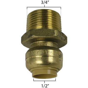 SharkBite U116LF Reducing Connector 1/2" x 3/4" MNPT - Lead Free