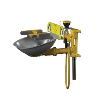 Bradley S19224P Halo Eye/face wash, stainless steel bowl w/ hose spray, tailpiece