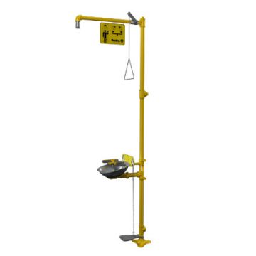 Bradley S19314SPR Halo Eye/face wash; stainless steel showerhead & bowl, hand/foot operated eyewash