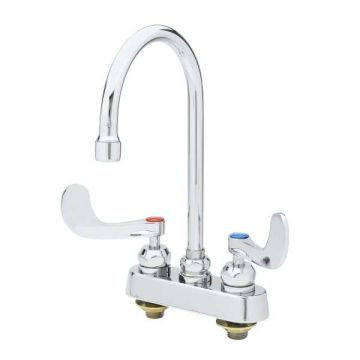 Workboard Faucet, Deck Mount, 4" Centers, Swivel Gooseneck, Cv-Ceramas, 4" Handles