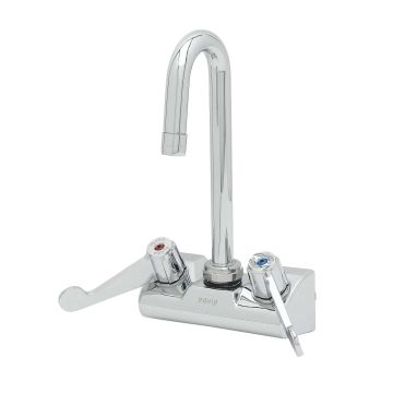 T&S Brass 5F-4WWX03 Equip 4" Wall Mount Faucet W/ 3" Swivel Gooseneck, 4" Wrist Handles, & 2.2 Gpm Aerator
