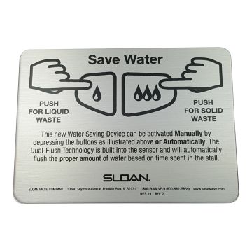 Sloan WES-19 English Operation Instruction Plate
