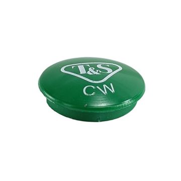 T&S Brass 001191-45NS Snap-In Index Button, Green (CW), T&S Logo