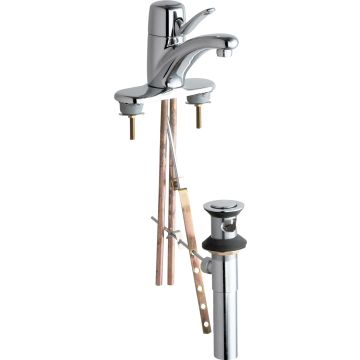 Chicago 2201-4ABCP Single Lever Hot and Cold Water Mixing Sink Faucet with Pop-up Waste