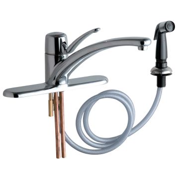 Chicago 2301-8ABCP Single Lever Hot and Cold Water Mixing Sink Faucet with Side Spray