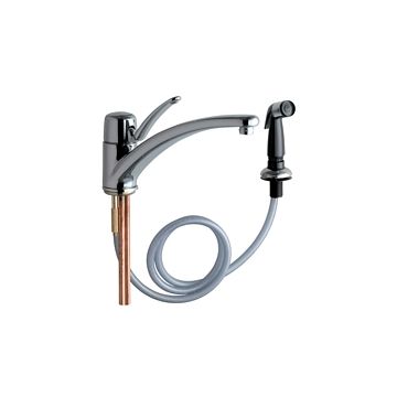 Chicago 2301-ABCP Single Lever Hot and Cold Water Mixing Sink Faucet with Side Spray