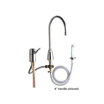 Chicago 2304-GN10AE3SWGAB Single Lever Hot and Cold Water Mixing Sink Faucet with Side Spray