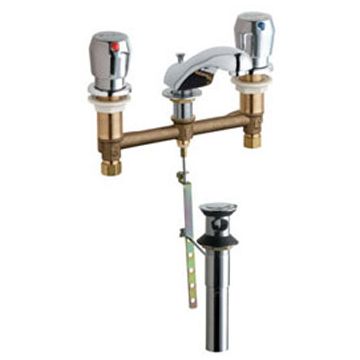 Chicago 404-665POABCP Concealed Hot and Cold Water Metering Sink Faucet with Pop-up Waste