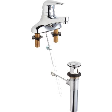Chicago 420-POABCP Single Lever Hot and Cold Water Mixing Sink Faucet with Pop-up Waste