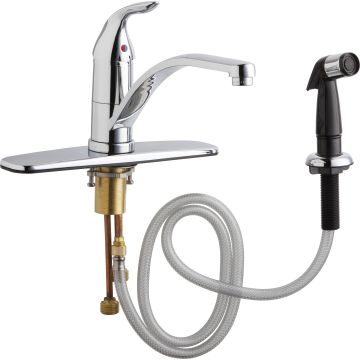 Chicago 432-ABCP Single Lever Hot and Cold Water Mixing Sink Faucet with Side Spray