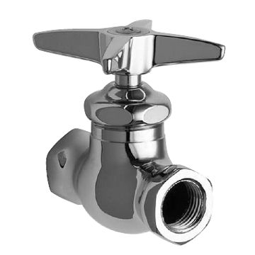 Chicago 45-CP Straight Stop Fitting, Indexed Cross Handle, Slow Compression Operating Cartridge (Discontinued)