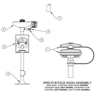 Haws 7261/7271/7261CRP/7271CRP Eye/Face Wash Parts Breakdown