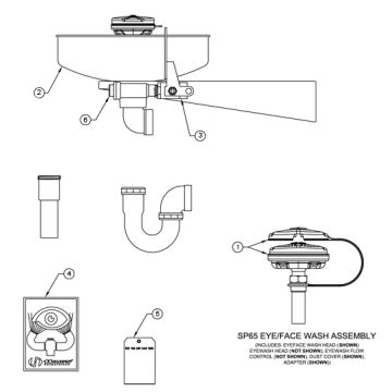 Haws 7360BTWC Eye/Face Wash Parts Breakdown