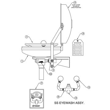 Haws 7778B Eye/Face Wash Parts Breakdown