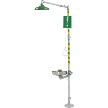 Chicago 8205-NF Wheel Chair Accessible Combination Eye/Face Wash and Safety Drench Shower with Stainless Steel Pull Rod