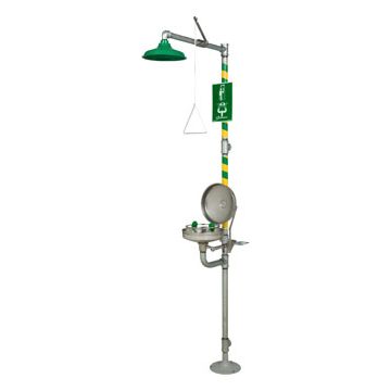 Haws 8346 AXION MSR Combination Drench Shower & Feather-Flo Eye/Face Wash (with Face Spray Ring and Stainless Steel Dust Cover) (Discontinued)